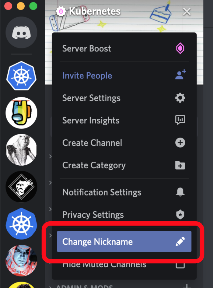 Discord edit nickname interface