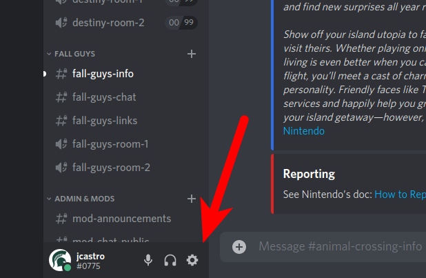 Discord user settings gear icon